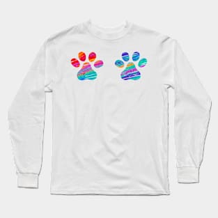 Two Cats Colorful Paws Long Sleeve T-Shirt